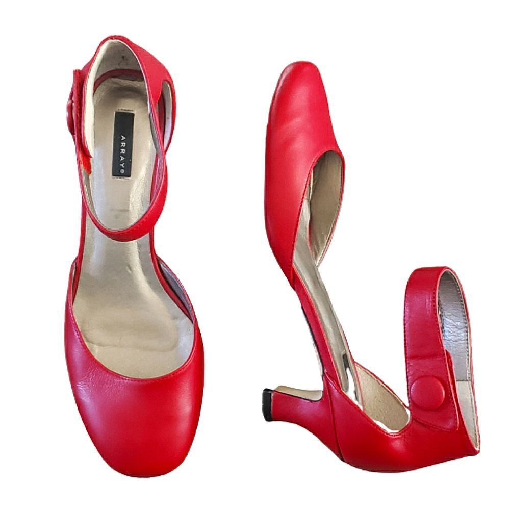 Array Red Ankle-Strap Mid-Heels
